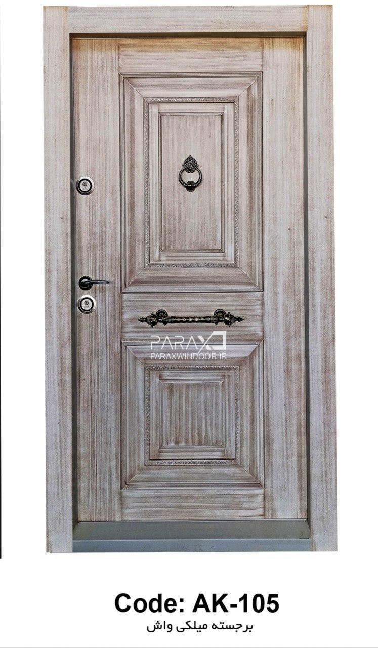 درب‌ ایمنی بلوط سفید دوقاب برجسته