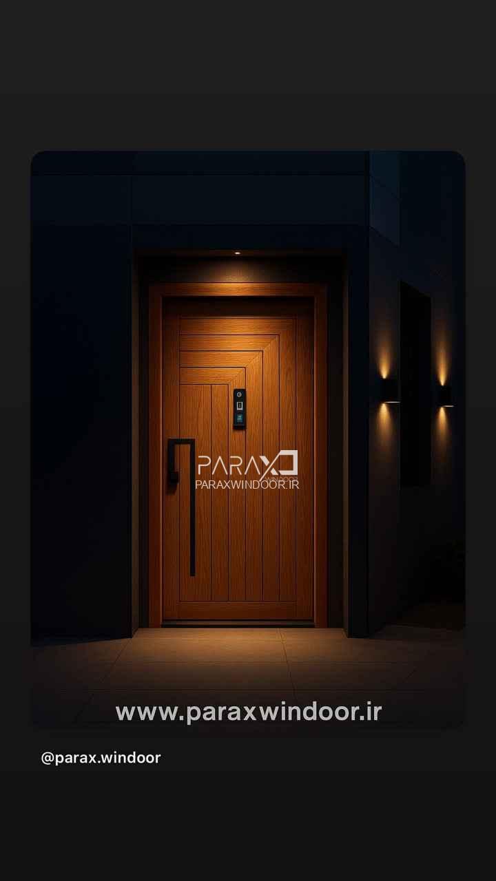 درب ایمنی روکش بلوط با دستگیره اختصاصی