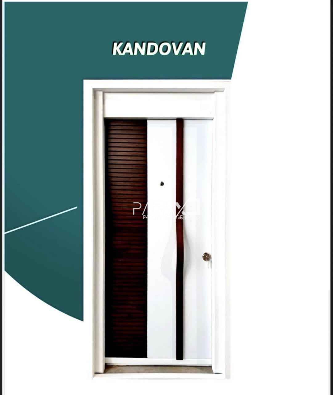 درب ایمنی با رنگ والرسا اسپانیا و دستگیره گردو