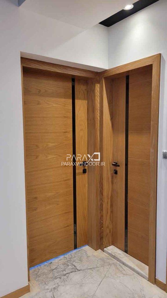 درب اتاقی روکش بلوط شیشه خور کد 020