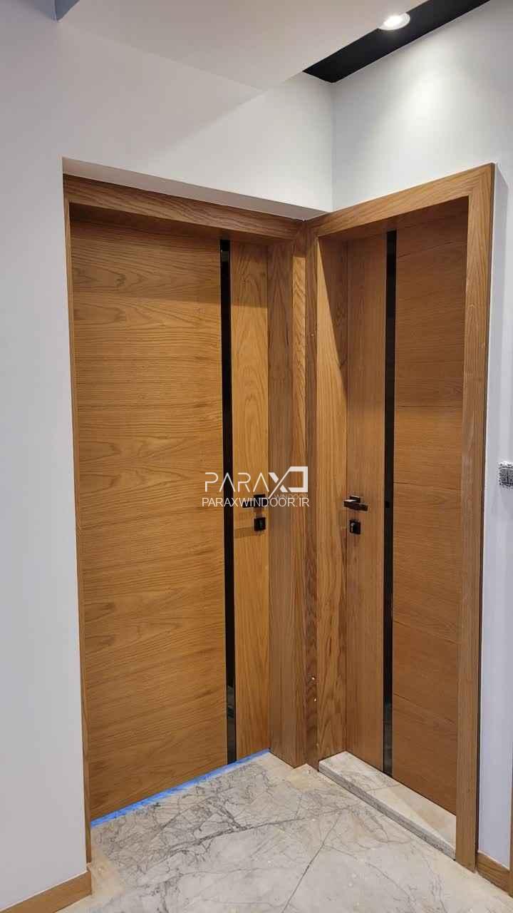 درب اتاقی روکش بلوط شیشه خور کد 020