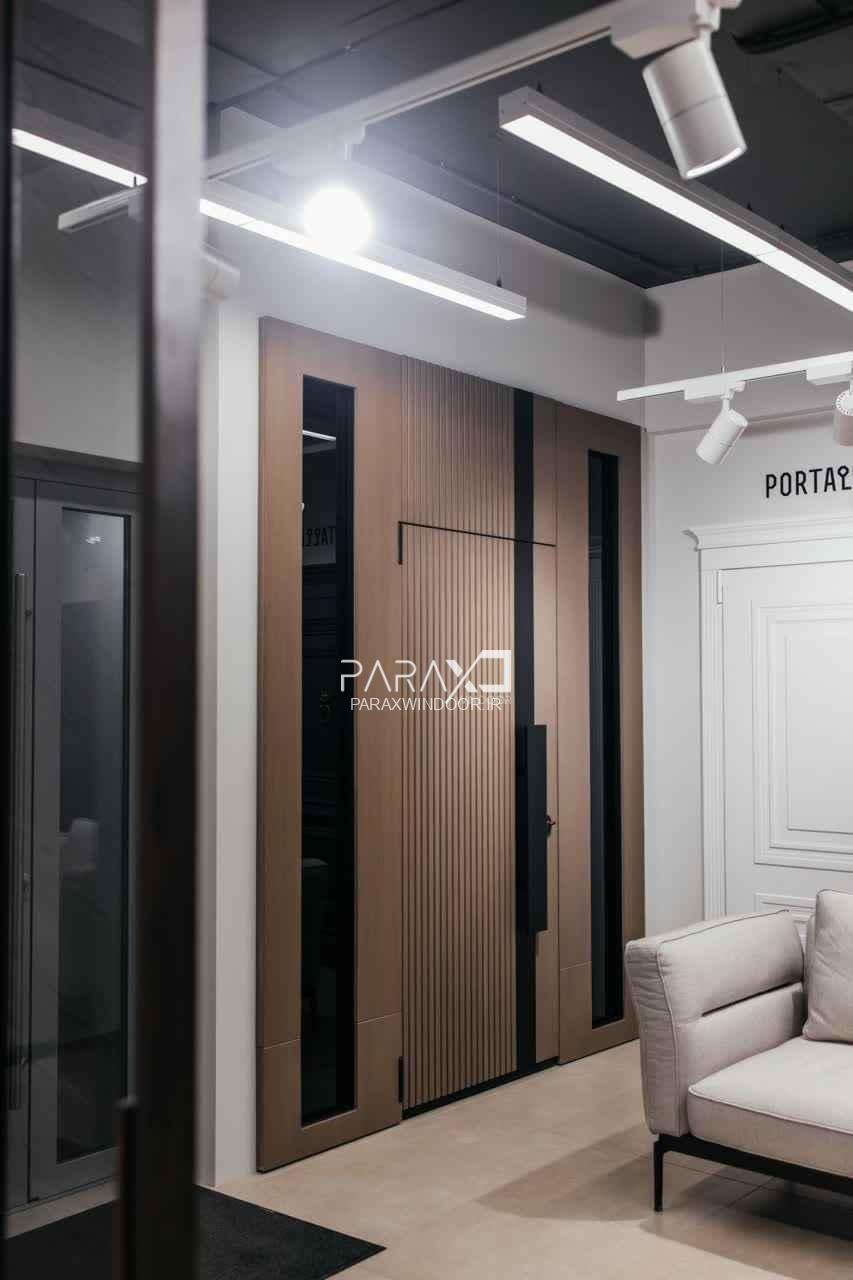 درب  ایمنی  فریم لس با روکش چوب
