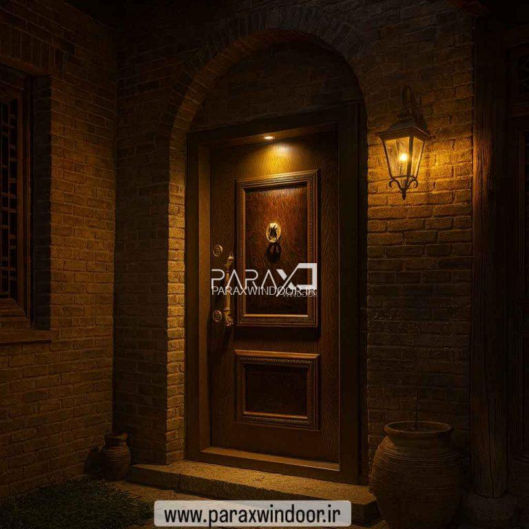 درب  ایمنی کلاسیک دو قاب با روکش راش