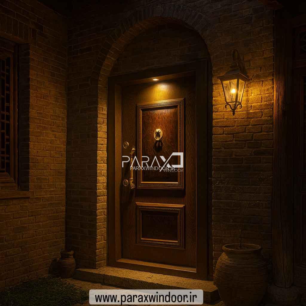 درب  ایمنی کلاسیک دو قاب با روکش راش